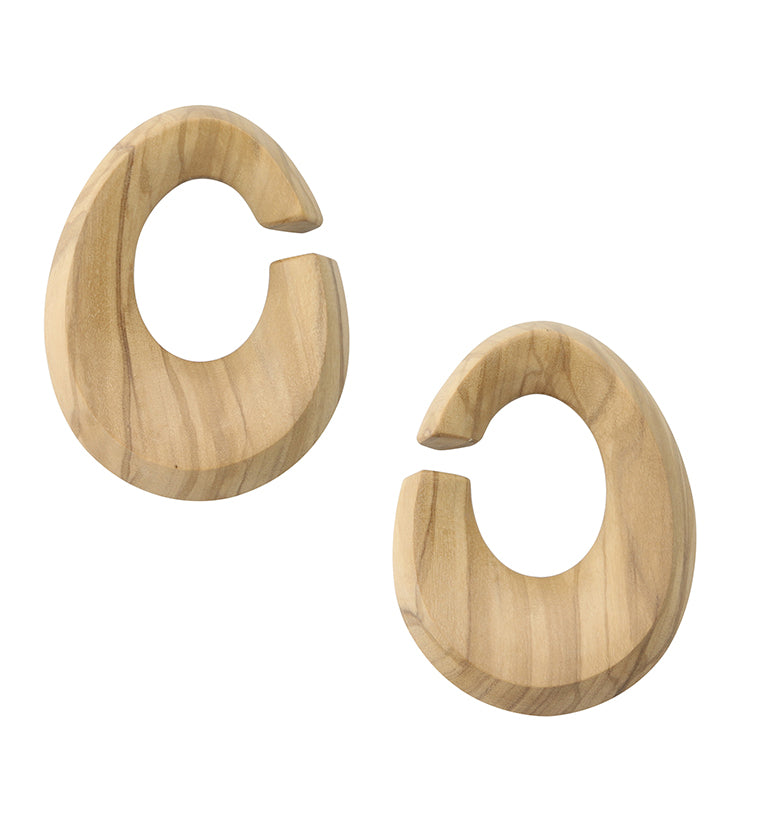 Olive Wood Oval Hoop Hangers