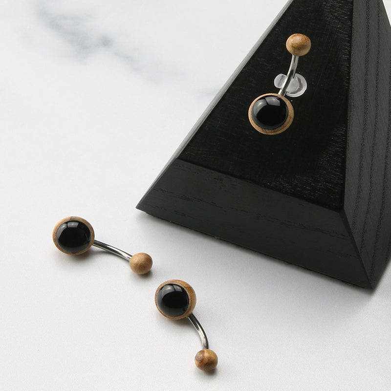 Black Onyx X Olive Wood Belly Button Ring