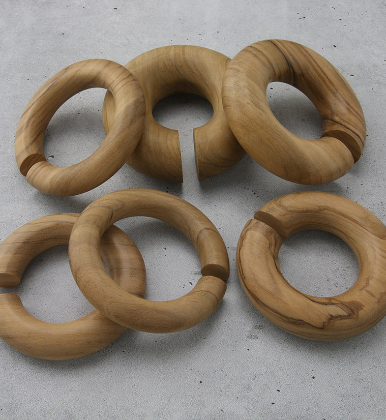 Olive Wood Round Hoop Hangers