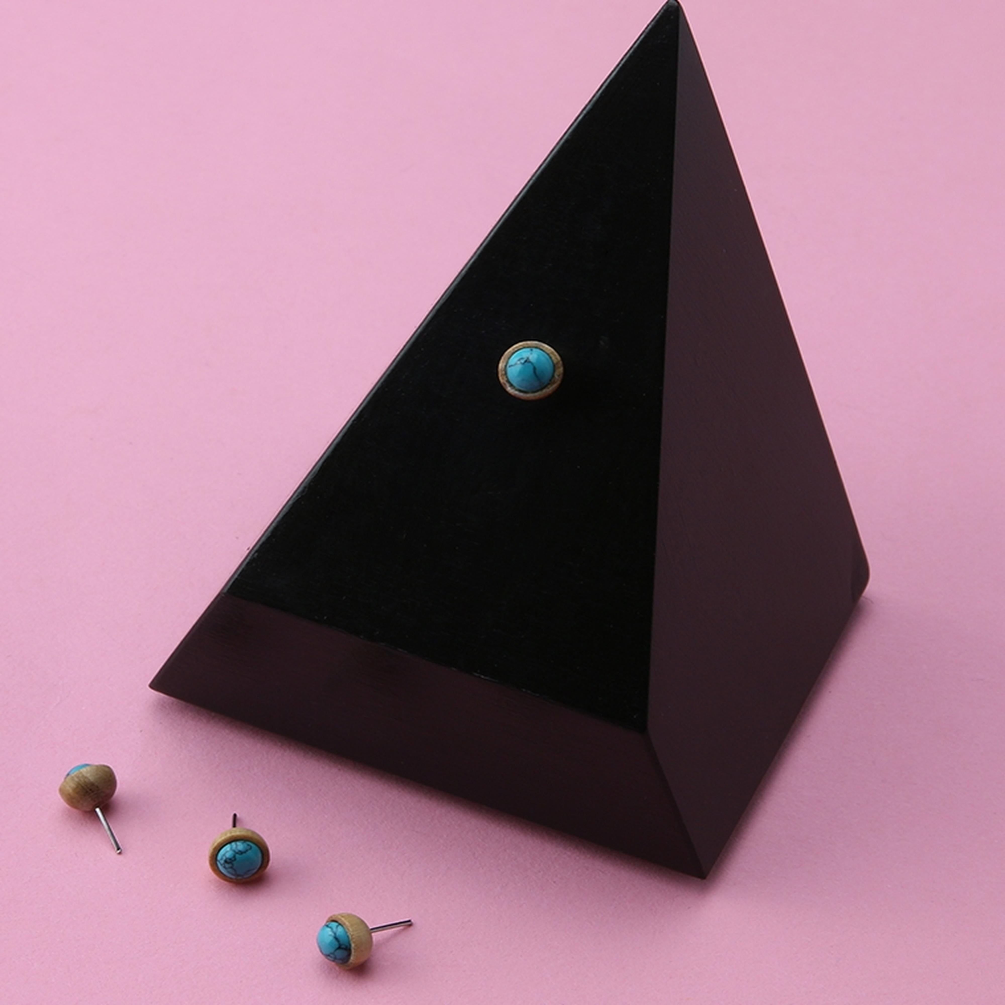 Olive Wood Turquoise Inlay Flat Threadless Top