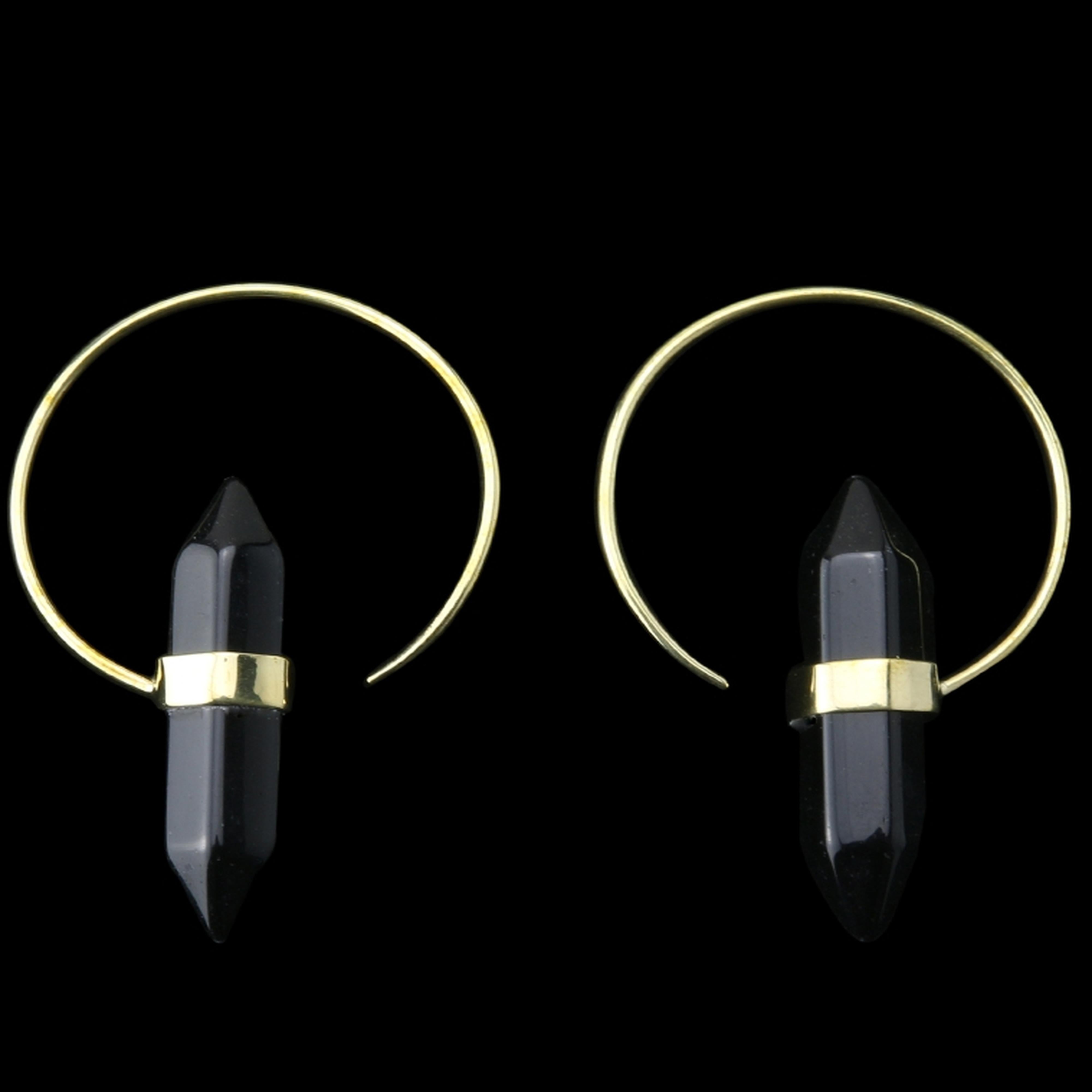 16G Onyx Brass Hoop Hangers