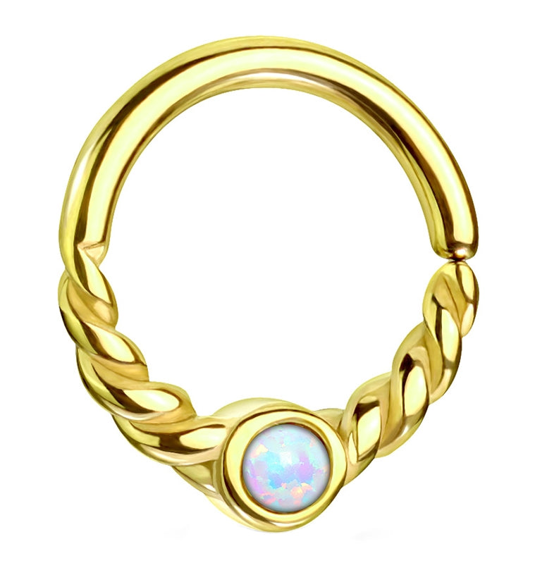 Gold PVD Opalite Twine Seamless Ring