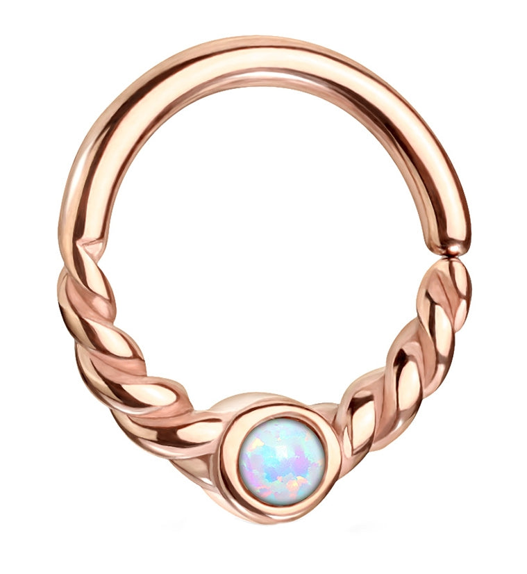 Rose Gold PVD Opalite Twine Seamless Ring