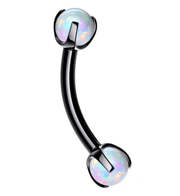 Black PVD Opalite Claw Stainless Steel Curved Barbell