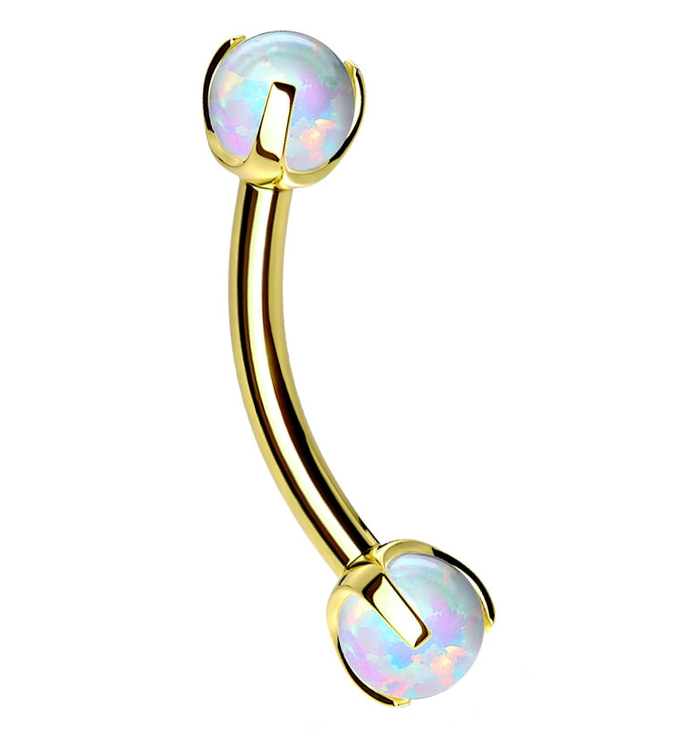 Gold PVD Opalite Claw Stainless Steel Curved Barbell