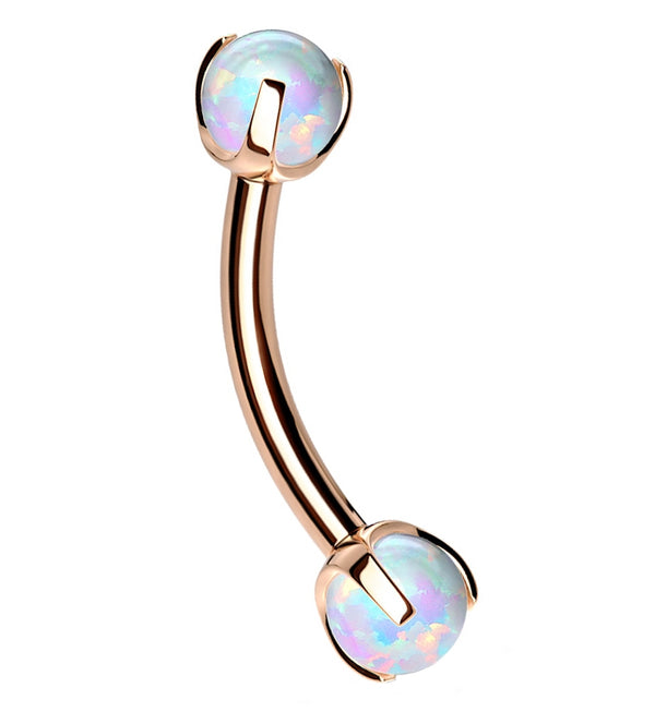 Rose Gold PVD Opalite Claw Stainless Steel Curved Barbell