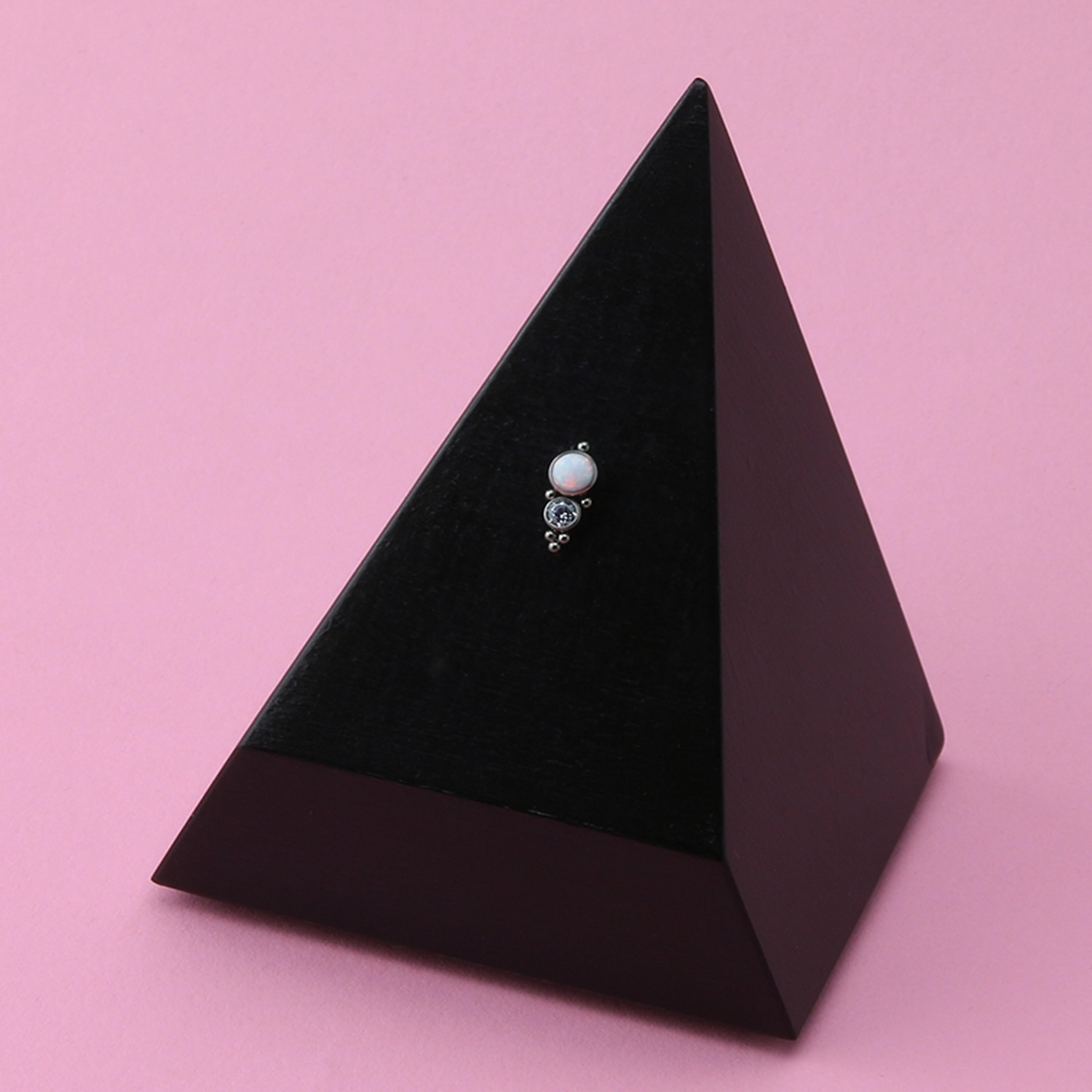 50/50 White Opalite & CZ Titanium Threadless Top