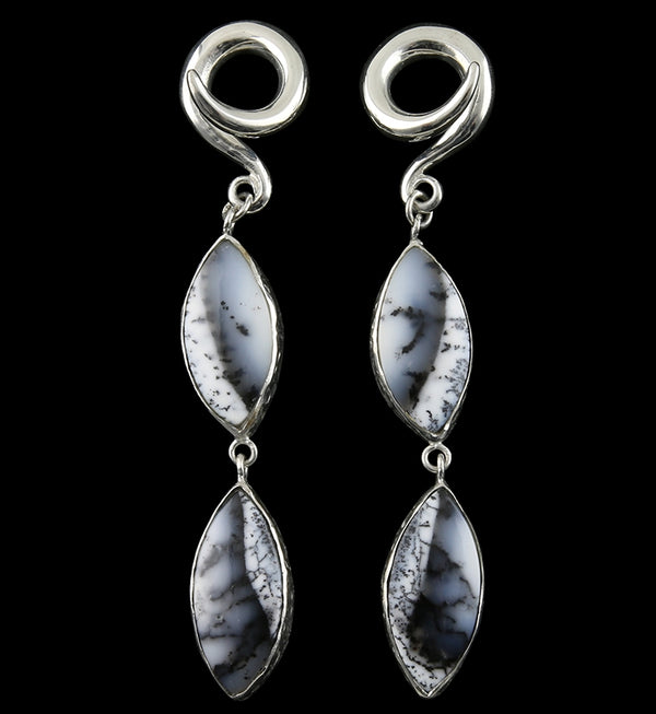 Double Dendritic Opal Stone Ear Weights Version 9