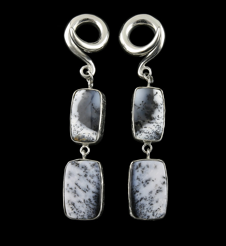 Double Block Dendritic Opal Stone Ear Weights