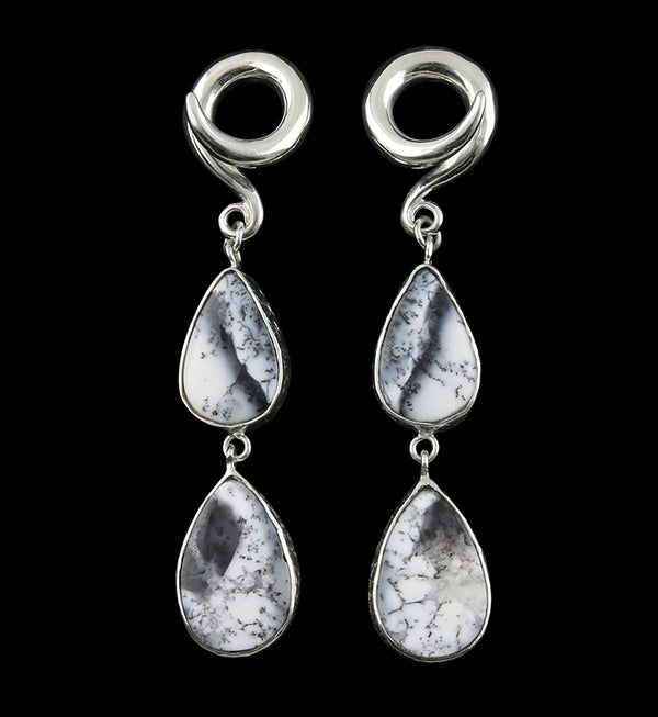 Double Dendritic Opal Stone Ear Weights Version 8