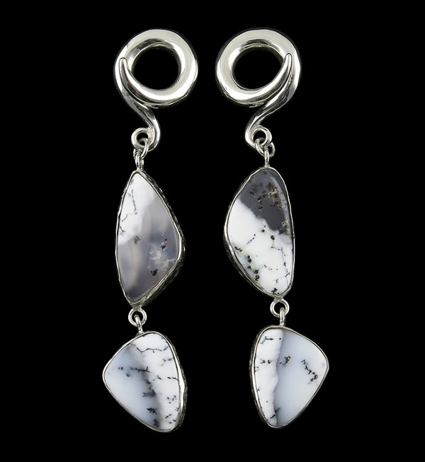 Double Dendritic Opal Stone Ear Weights Version 6