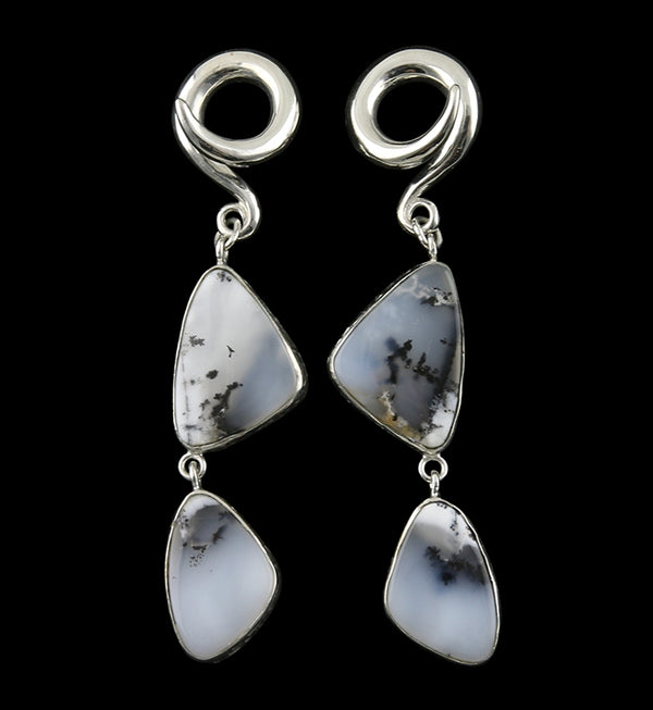 Double Dendritic Opal Stone Ear Weights Version 5