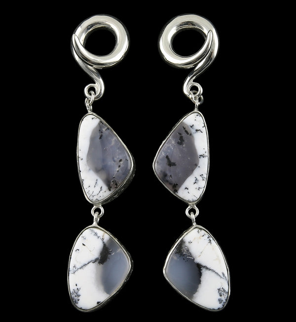 Double Dendritic Opal Stone Ear Weights Version 4