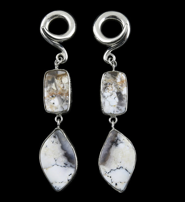 Double Dendritic Opal Stone Ear Weights Version 3