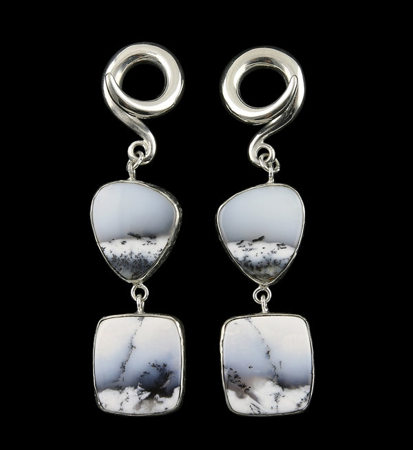 Double Dendritic Opal Stone Ear Weights Version 2