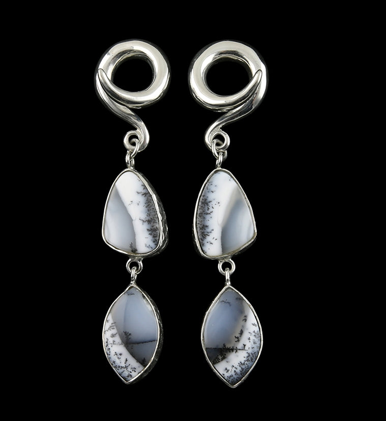 Double Dendritic Opal Stone Ear Weights Version 1