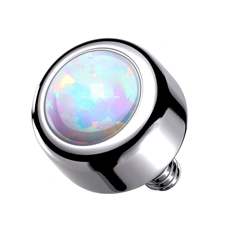 White Opalite Disk Titanium Threaded End | UrbanBodyJewelry.com