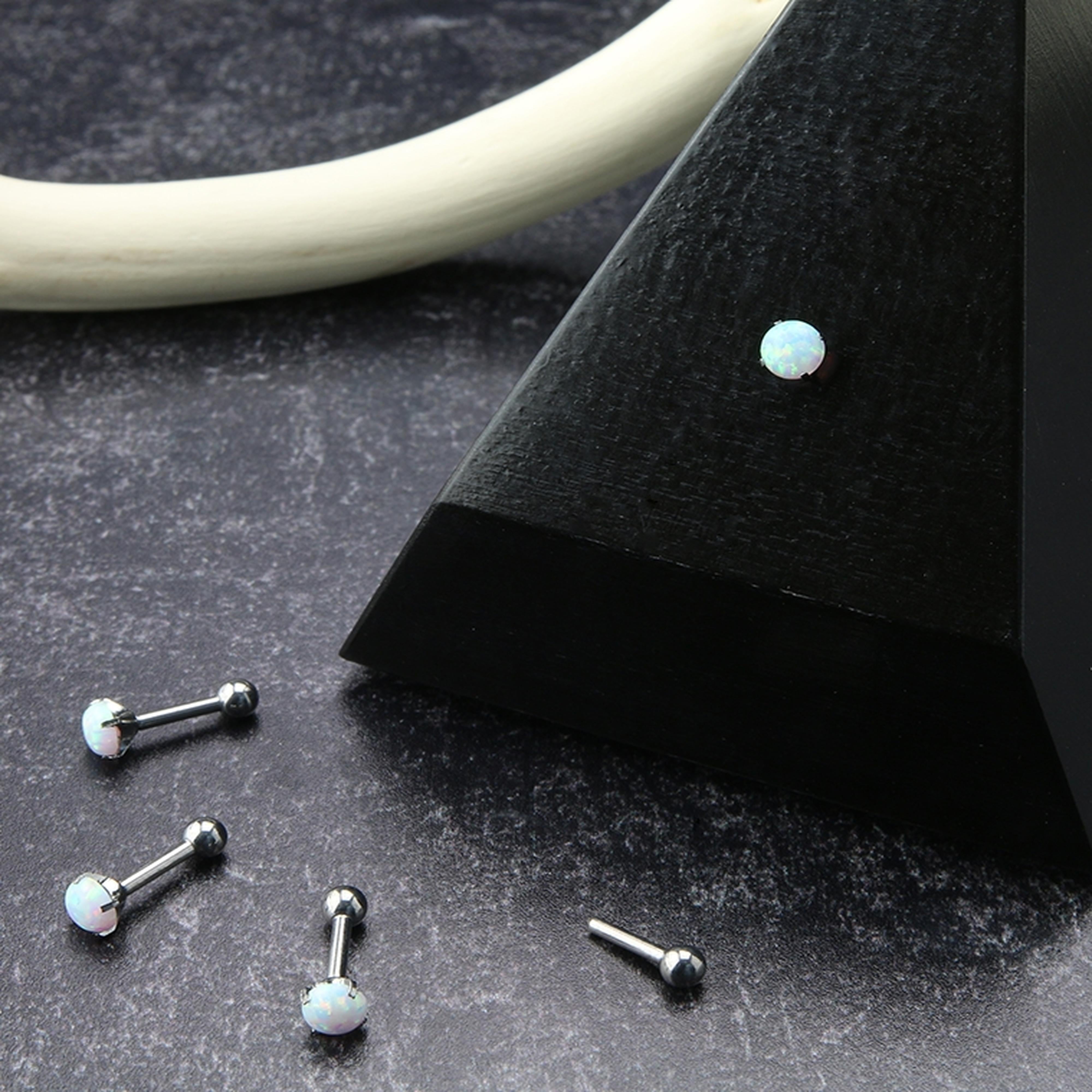 Opalite Prong Set Titanium Threadless Barbell