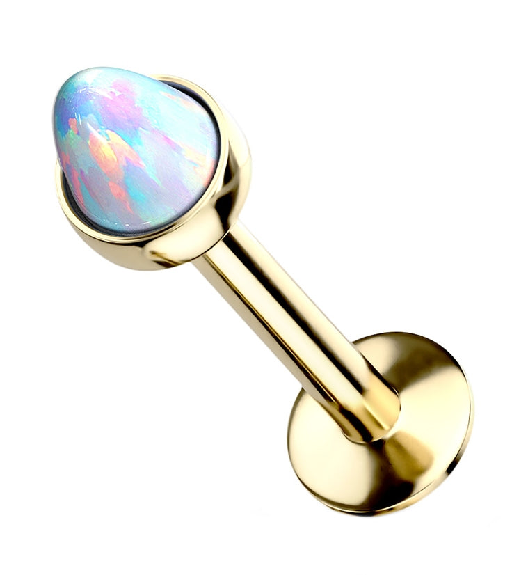16G Opalite Spiked Gold Stainless Steel Labret