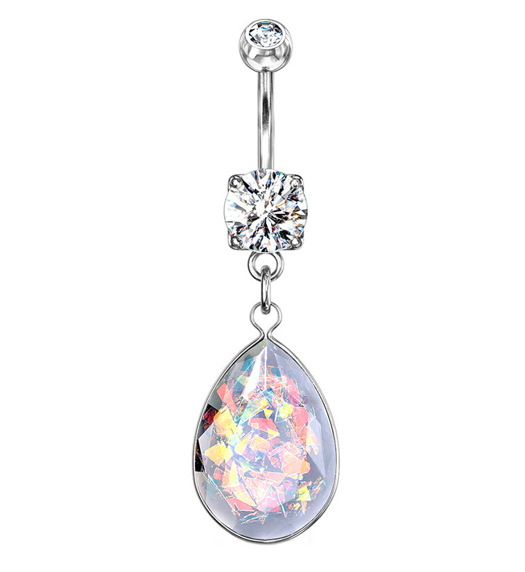 Opal Teardrop Belly Button Ring