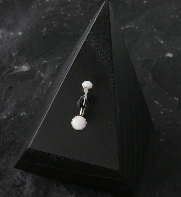 Opalite Bezel Titanium Belly Button Ring