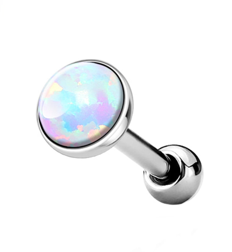 White Opal Top Tragus / Cartilage Barbell