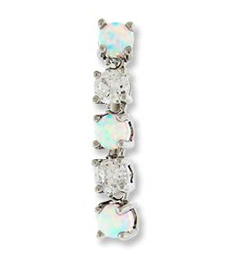 White Opal & CZ Drop Top Belly Button Ring