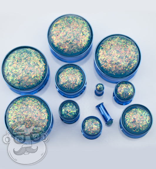 Blue Opalite Steel Plugs