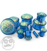 Blue Opalite Steel Plugs