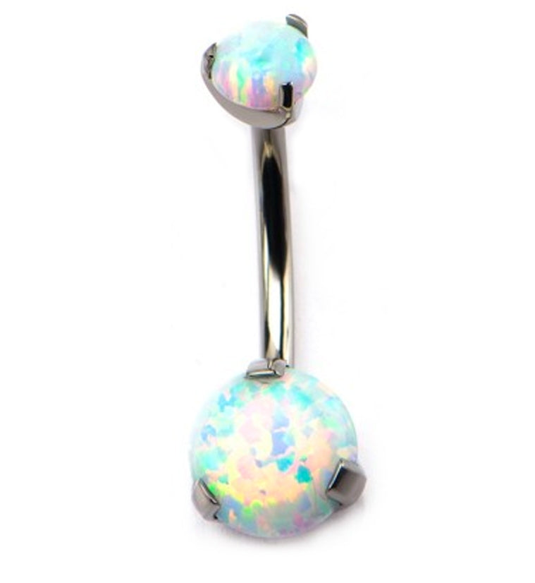 Opalite Cabochon Titanium Belly Button Ring