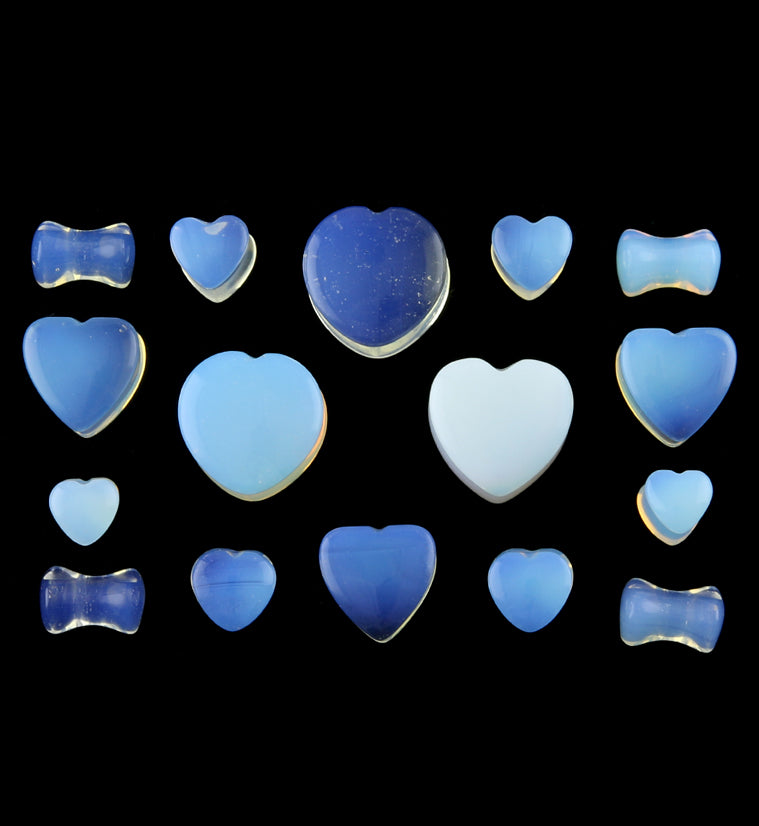 Opalite Glass Heart Shape Plugs
