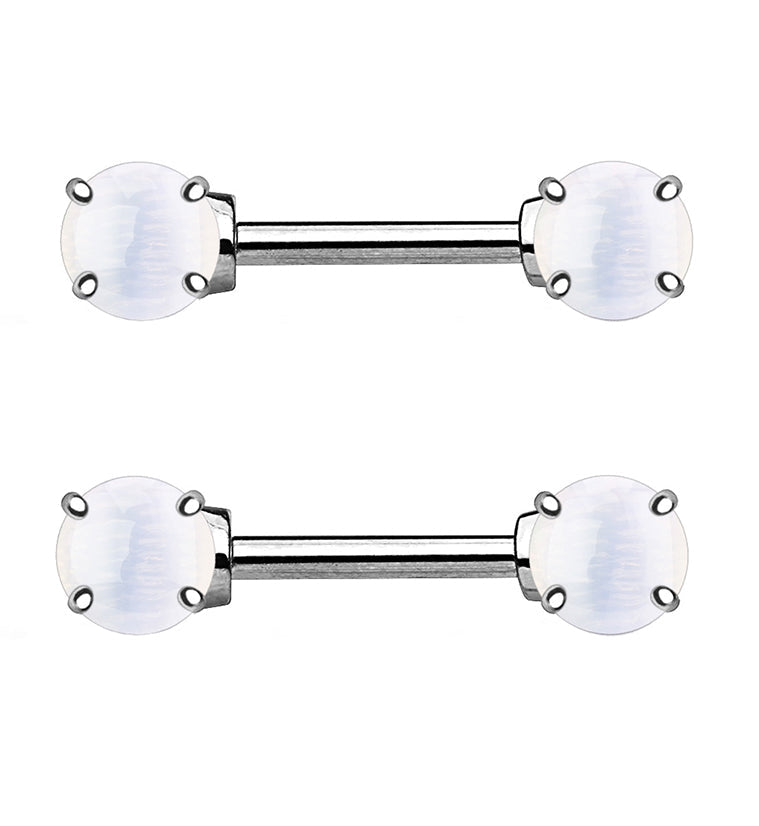 14G Double Opalite Glass Nipple Ring Barbell