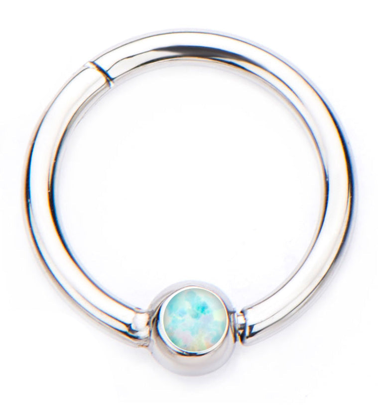 White Opalite Hinged Segment Hoop Ring