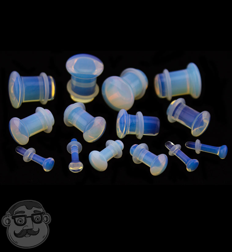 Opalite Single Flare Glass Plugs