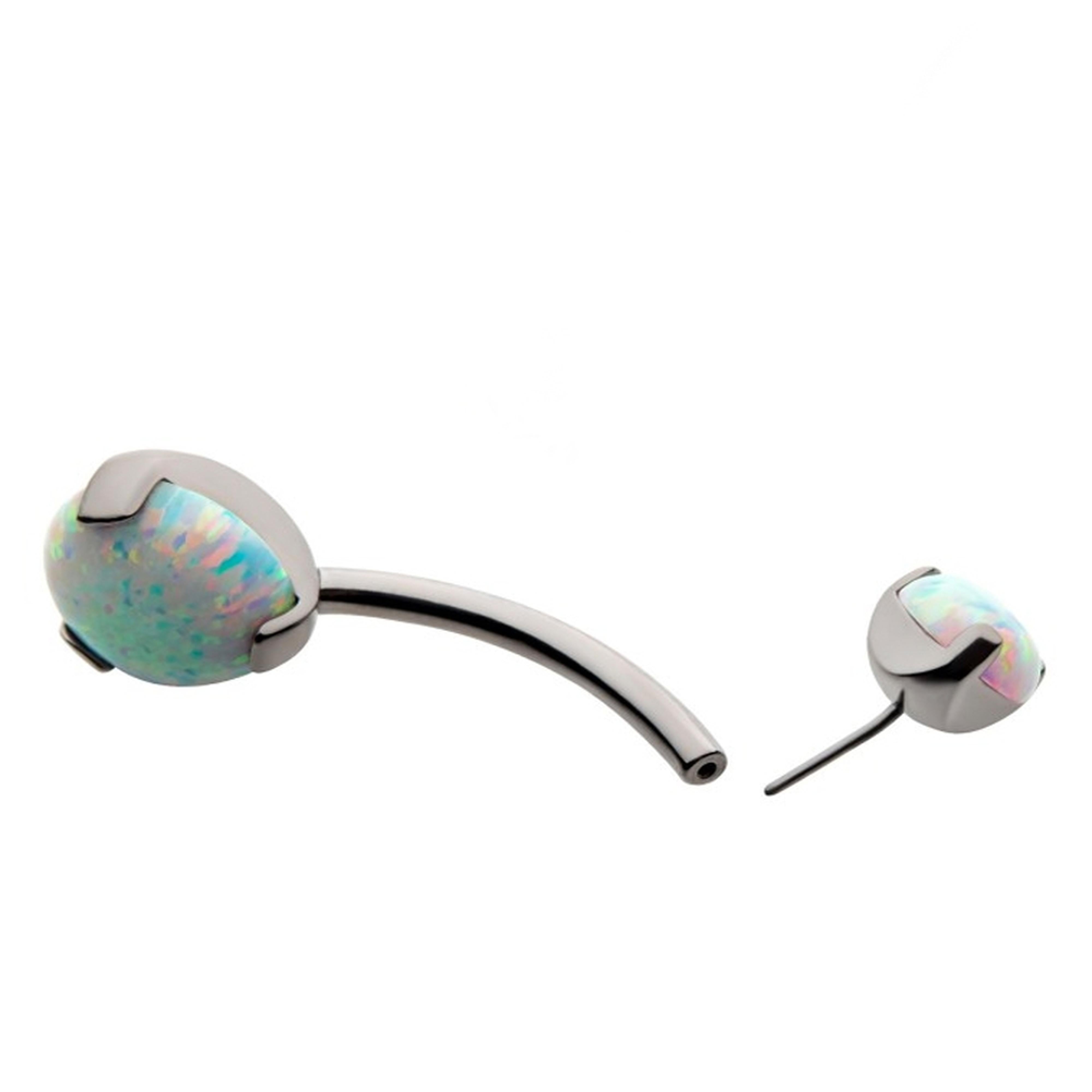 Double White Opalite Titanium Threadless Belly Button Ring