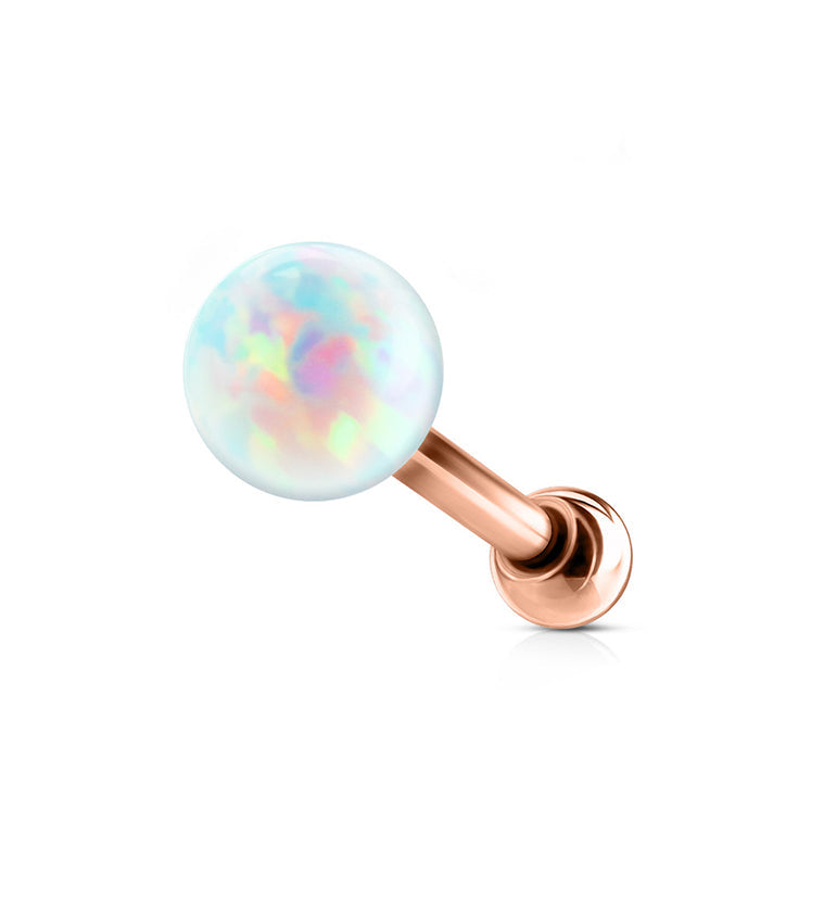 16G Rose Gold Opalite Tragus / Cartilage Barbell