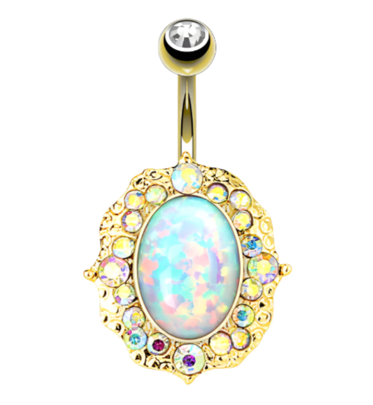 Opalite Gold Belly Button Ring