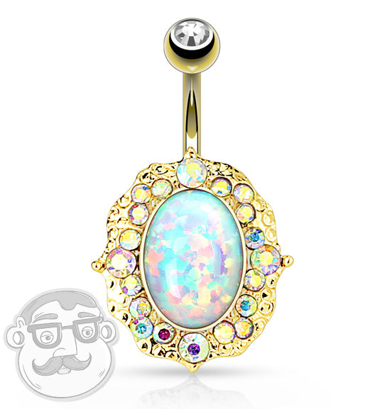Opalite Gold Belly Button Ring