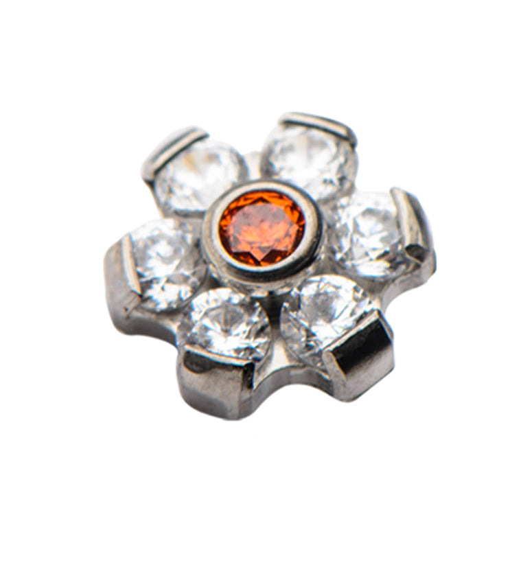 Orange & Clear Flower Titanium Threaded End