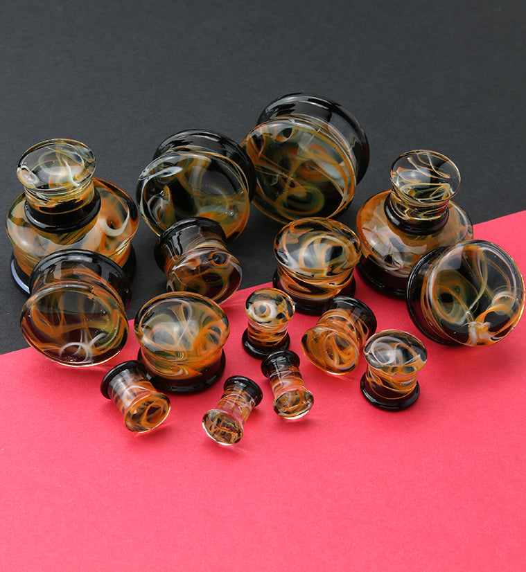 Orange Haze Swirl Glass Plugs