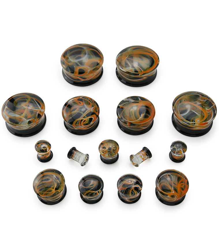 Orange Haze Swirl Glass Plugs