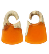 Orange Resin Locket Tamarind Wood Ear Weights