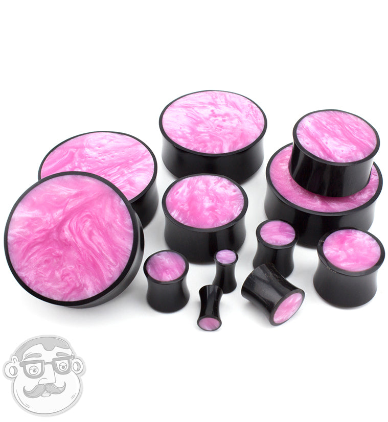 Horn Plugs With Pink Resin Inlay