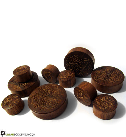 Wooden Saba Carved Heart Plugs