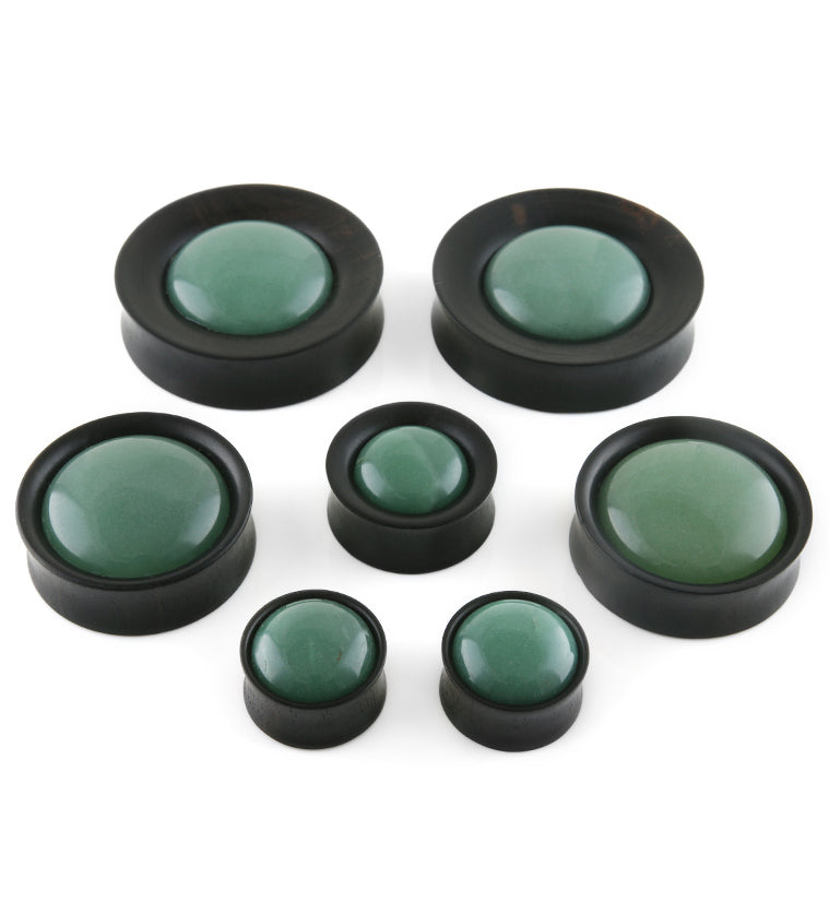 Areng Wood Plugs with Aventurine Stone Inlay