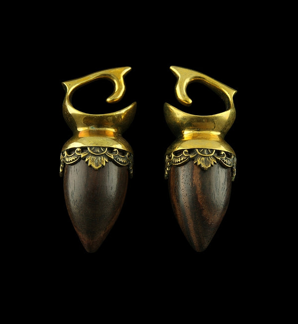 Ornamental Brass Wooden Ear Weights