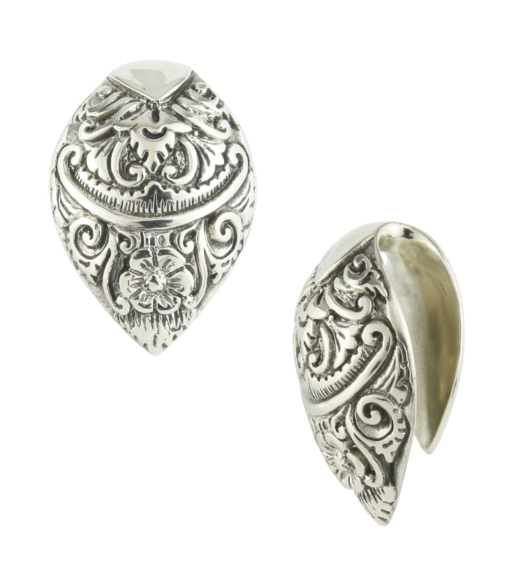 Ornate White Brass Ear Weights