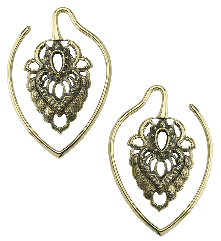 Ornate Teardrop Brass Ear Weights