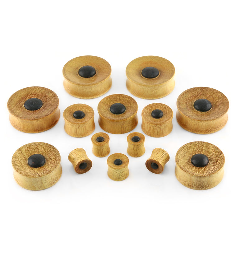Osage Orange Wood Plugs with Areng Wood Dome Inlay