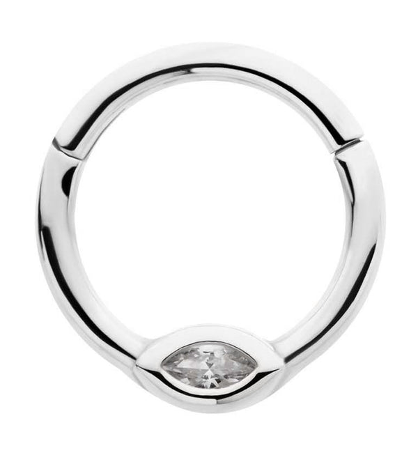 Oval Clear CZ Stainless Steel Hinged Segment Ring